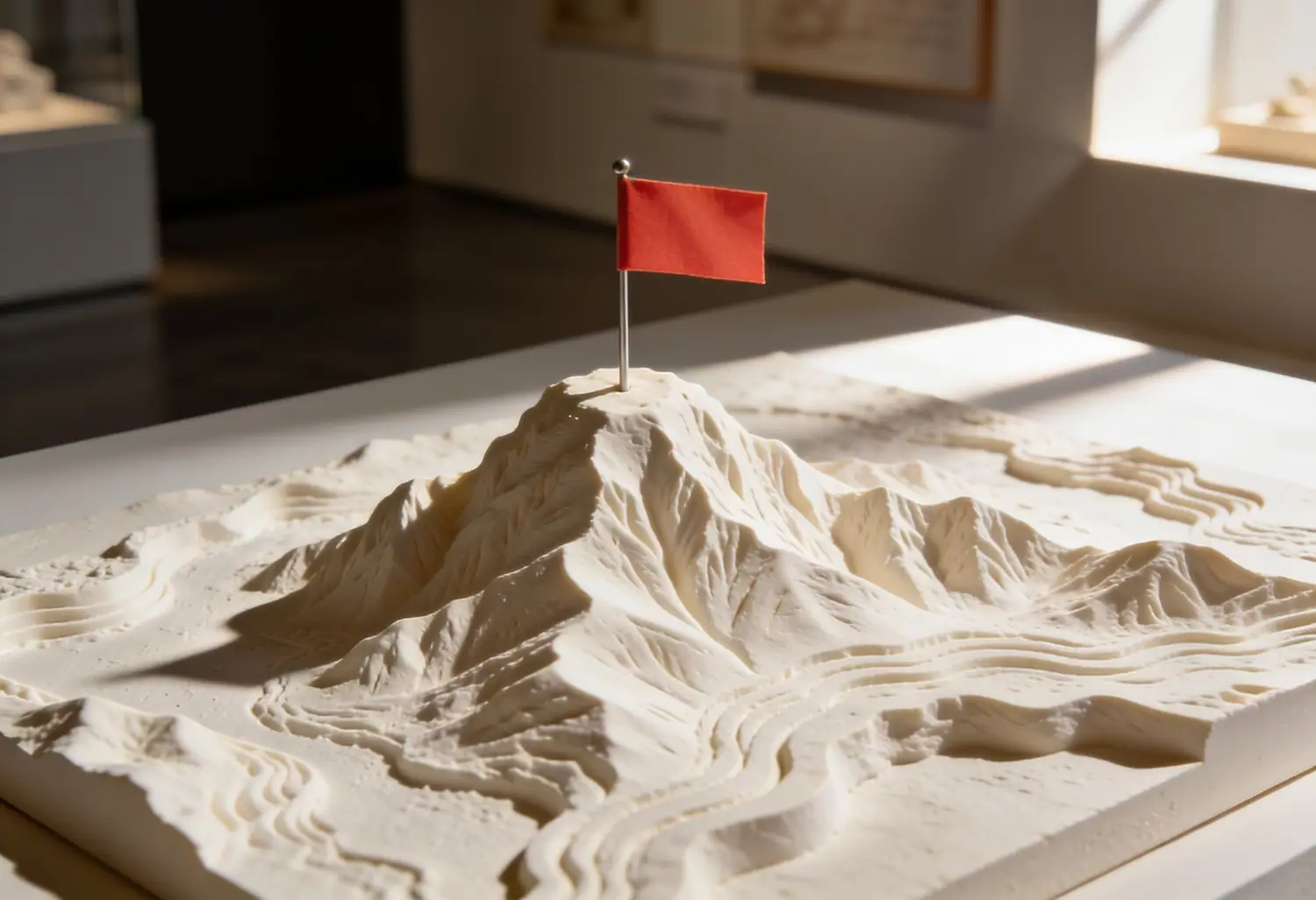 Mapa de terreno con bandera coral
